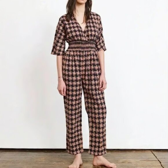 Ace & Jig Bianca Jumpsuit in Nova Size Small - black and rainbow houndstooth - Picture 1 of 9